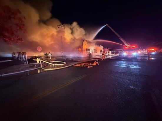 San Bernardino Cabinet Factory Engulfed in Flames, Evacuations Ensue as Firefighters Battle Overnight Blaze