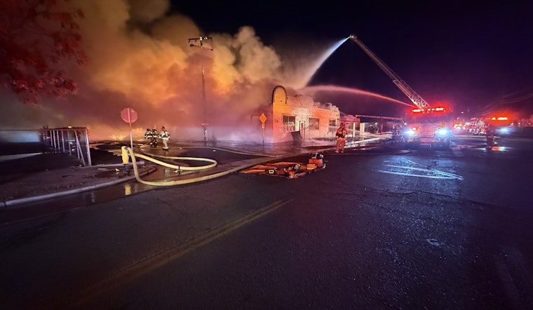 San Bernardino Cabinet Factory Engulfed in Flames, Evacuations Ensue as Firefighters Battle Overnight Blaze