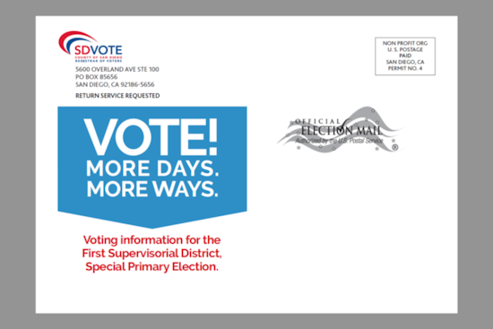 San Diego County Encourages Voter Participation with Over 376,000 Postcards for First Supervisorial District Election