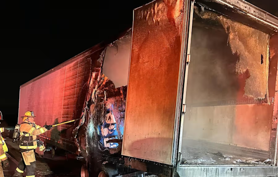Semi-Truck Carrying 42,000 Pounds of Margarine Catches Fire on Michigan's I-69