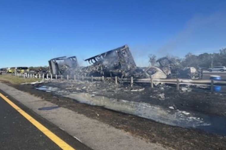 Semi-Truck Carrying Eggs Erupts in Flames on I-75 in Riverview, Causing Extensive Traffic Delays