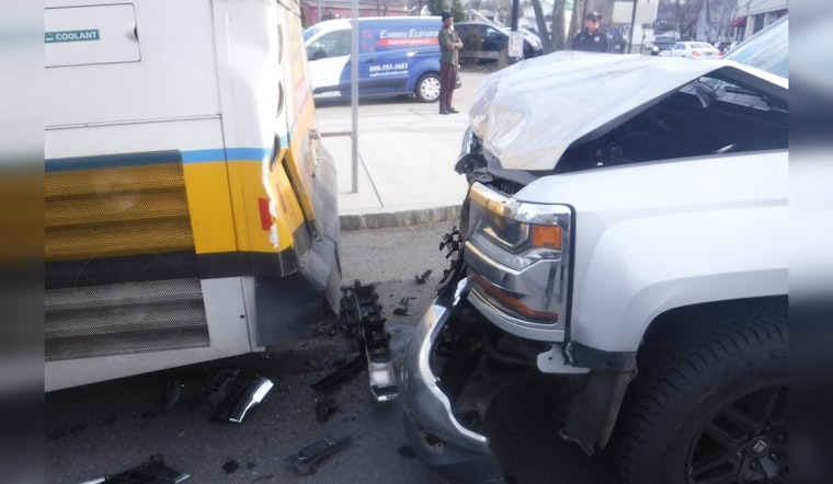 Several Injured as Chevy Truck Strikes MBTA Bus in Milton, Driver Cited by Transit Police