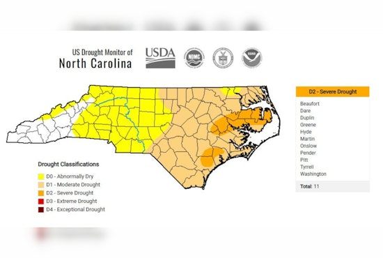 Severe Drought Alert Issued for 11 Eastern North Carolina Counties as Dry Conditions Worsen