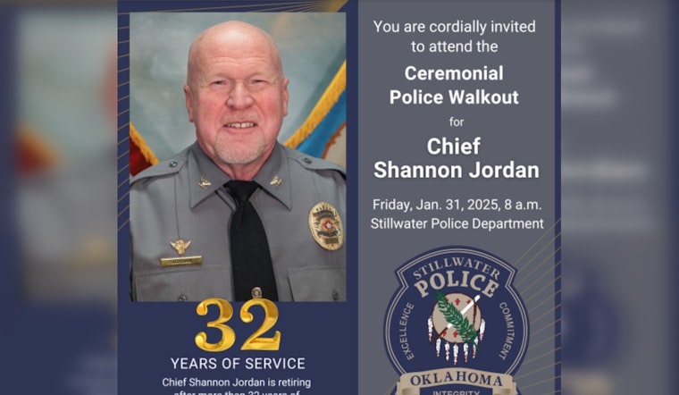 Stillwater Police Chief Shannon Jordan Retires After 32 Years, Acting Chief Appointed as Search for Permanent Successor Begins