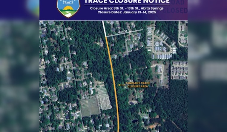 Temporary Closure of Tammany Trace for Drainage Updates in Abita Springs