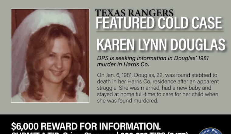 Texas DPS Increases Reward to $6,000 in Bid to Solve 1981 Cold Case Murder of Young Mother Karen Lynn Douglas