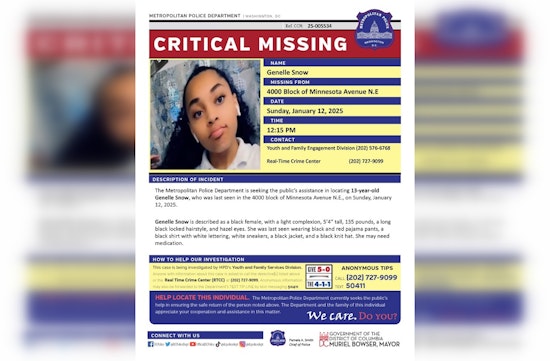 Urgent Alert Issued for Missing 13-Year-Old Genelle Snow in Washington D.C., Public's Help Solicited