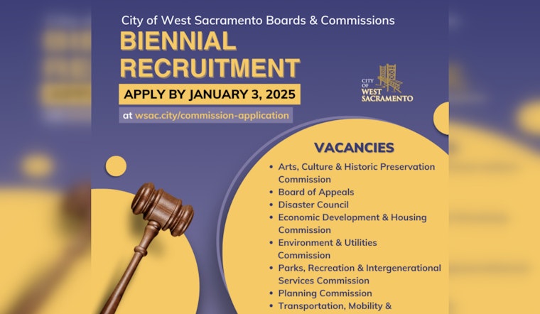 West Sacramento Invites Residents to Shape Their City – Apply for Civic Commissions by January 3