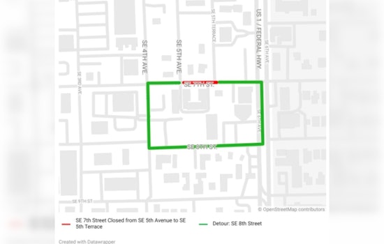 Westbound SE 7th Street in Downtown Fort Lauderdale Reopens After Water Main Repair