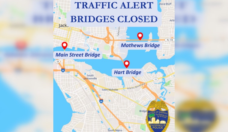 Winter Weather Forces Closure of Main Street, Hart, and Mathews Bridges in Jacksonville