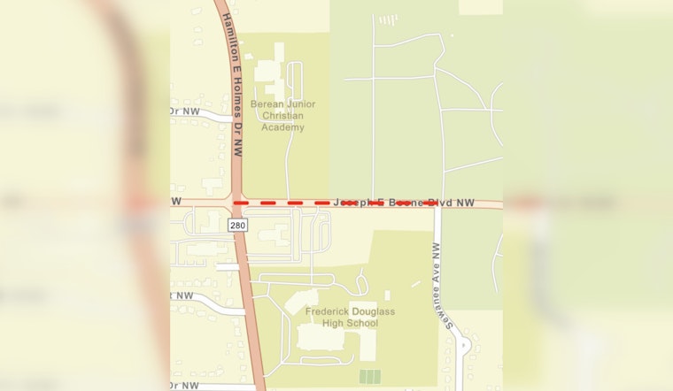 Atlanta Commuters Face Lane Closure on Joseph E. Boone Blvd NW for Sidewalk Reconstruction
