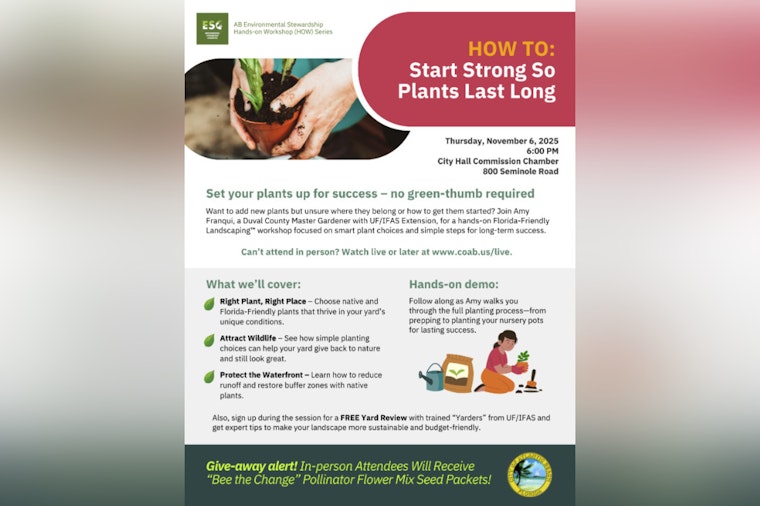 Atlantic Beach Offers Free Gardening Workshop to Cultivate Florida-Friendly Landscaping Knowledge