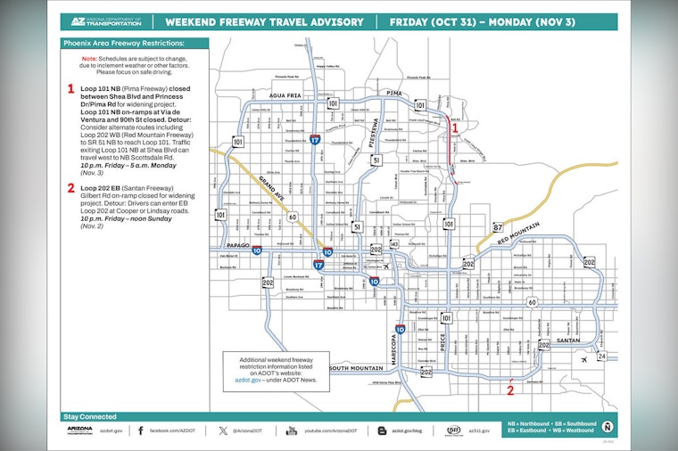 Bay Area Drivers Face Closures on Arizona Highways, Delays Expected Due to Loop 101 and 202 Improvement Projects