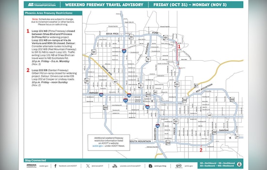 Bay Area Drivers Face Closures on Arizona Highways, Delays Expected Due to Loop 101 and 202 Improvement Projects