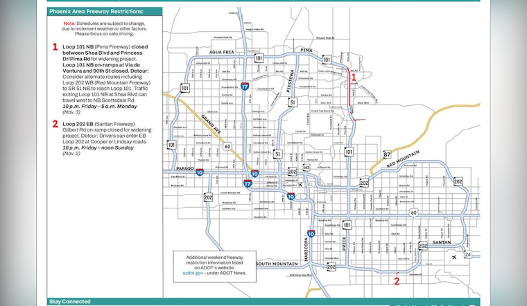 Bay Area Drivers Face Closures on Arizona Highways, Delays Expected Due to Loop 101 and 202 Improvement Projects
