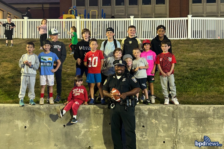 Boston Police Bond with West Roxbury Community at Holy Name Parish School Movie Night