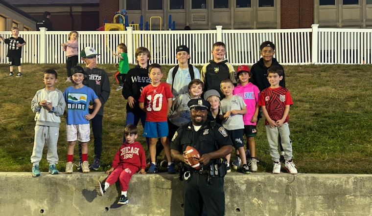 Boston Police Bond with West Roxbury Community at Holy Name Parish School Movie Night