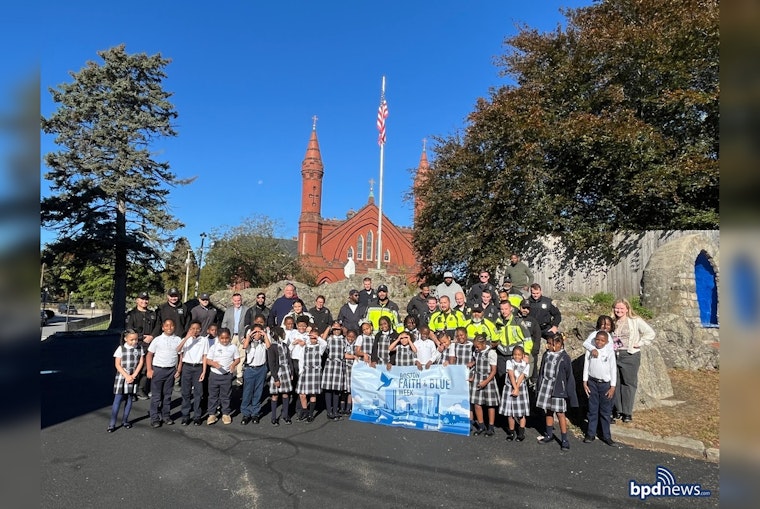 Boston Police Officers Blessed by Third Graders at Pope John Paul II Catholic Academy