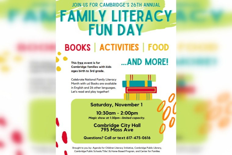 Cambridge Invites Families to 26th Annual Family Literacy Fun Day at City Hall