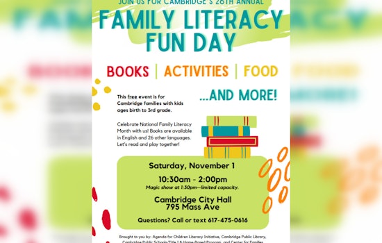 Cambridge Invites Families to 26th Annual Family Literacy Fun Day at City Hall