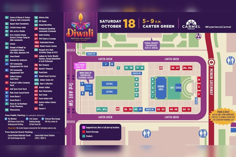 Carmel's Carter Green to Host Dazzling Diwali Festival as City Announces Parking Plans for Smooth Festivities