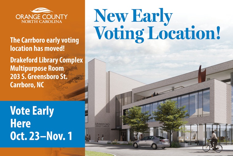 Carrboro Announces New Early Voting Site at Drakeford Library Complex Ahead of Elections