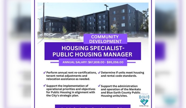City of Mankato Seeks Public Housing Manager to Guide Affordable Housing Efforts
