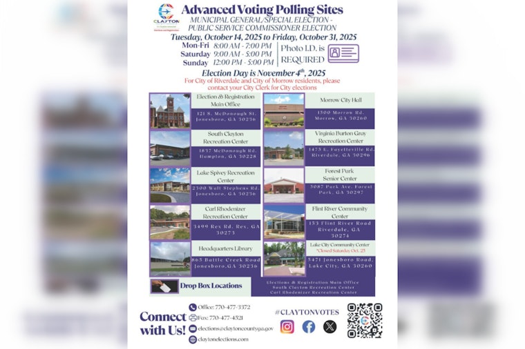 Clayton County Opens Early Voting for November 4 Election, Offers Extended Weekend Hours for Voter Convenience