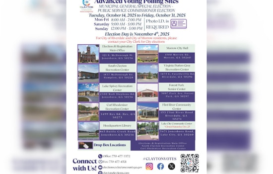 Clayton County Opens Early Voting for November 4 Election, Offers Extended Weekend Hours for Voter Convenience