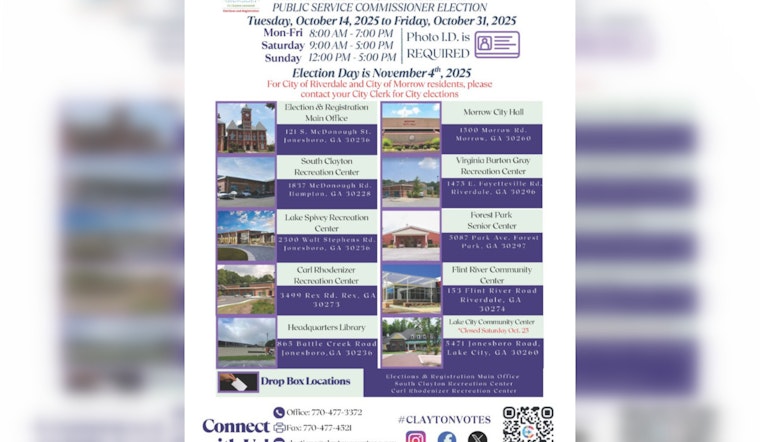 Clayton County Opens Early Voting for November 4 Election, Offers Extended Weekend Hours for Voter Convenience