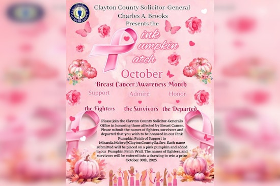 Clayton County Solicitor-General's Office Honors Breast Cancer Fighters with "Pink Pumpkin Patch of Support"