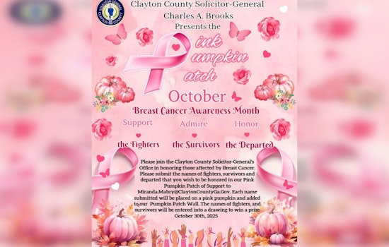Clayton County Solicitor-General's Office Honors Breast Cancer Fighters with "Pink Pumpkin Patch of Support"