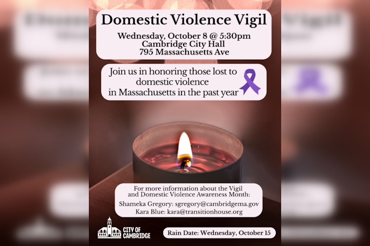 Cambridge and Transition House to Honor Victims at Annual Domestic Violence Vigil on October 8