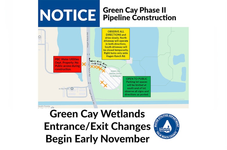 Construction at Green Cay Nature Center Prompts Parking Adjustments and Traffic Delays in Palm Beach County