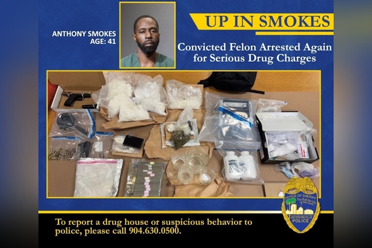 Convicted Felon Anthony Smokes Arrested Again in Jacksonville, Seized Drugs Could Have Led to 300,000 Lethal Doses