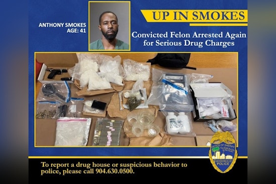Convicted Felon Anthony Smokes Arrested Again in Jacksonville, Seized Drugs Could Have Led to 300,000 Lethal Doses