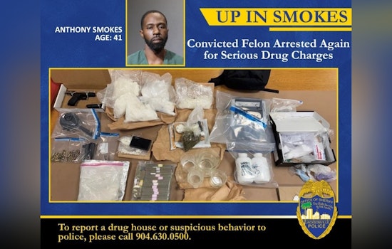 Convicted Felon Anthony Smokes Arrested Again in Jacksonville, Seized Drugs Could Have Led to 300,000 Lethal Doses