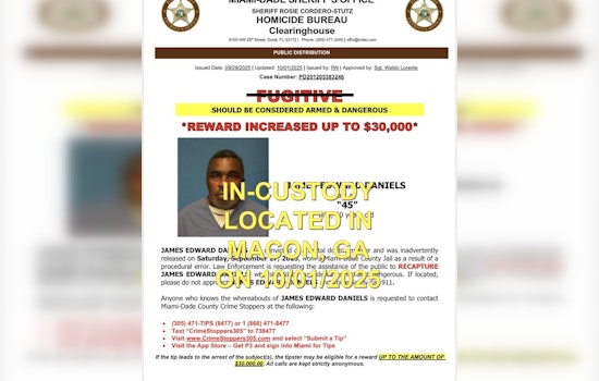 Convicted Miami Murderer Recaptured in Georgia After Erroneous Jail Release, Local Councilmember Detained