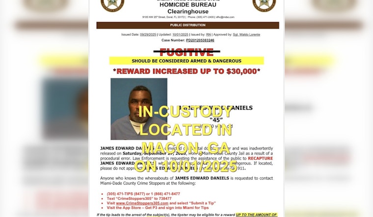 Convicted Miami Murderer Recaptured in Georgia After Erroneous Jail Release, Local Councilmember Detained
