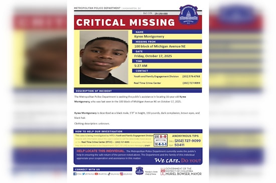DC Police Seek Help Locating Missing 16-Year-Old Kyree Montgomery in Northeast Washington
