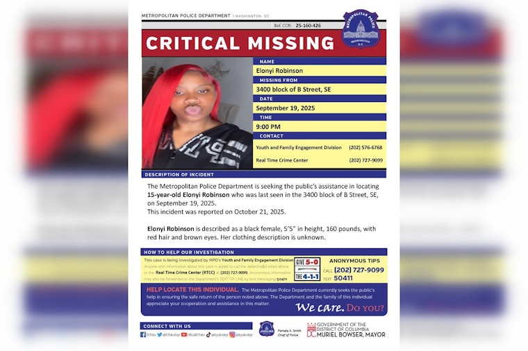 DC Police Seek Public Help in Urgent Search for Missing 15-Year-Old Elonyi Robinson