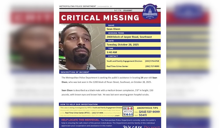 DC Police Seek Public's Help to Find Missing 24-Year-Old Sean Dixon Last Seen in Southeast Washington