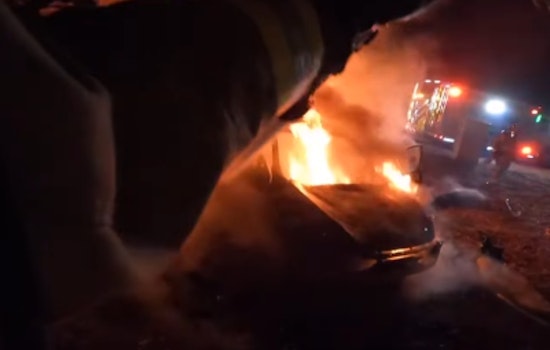 Driver Escapes Unharmed as Car Bursts into Flames on I-280 Near Los Altos Hills