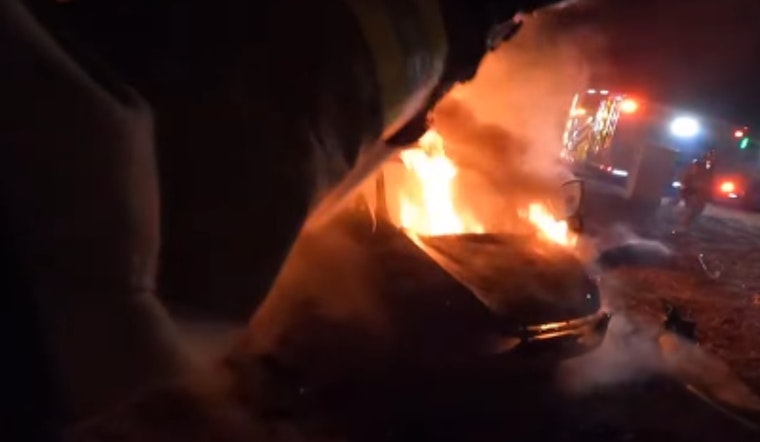 Driver Escapes Unharmed as Car Bursts into Flames on I-280 Near Los Altos Hills
