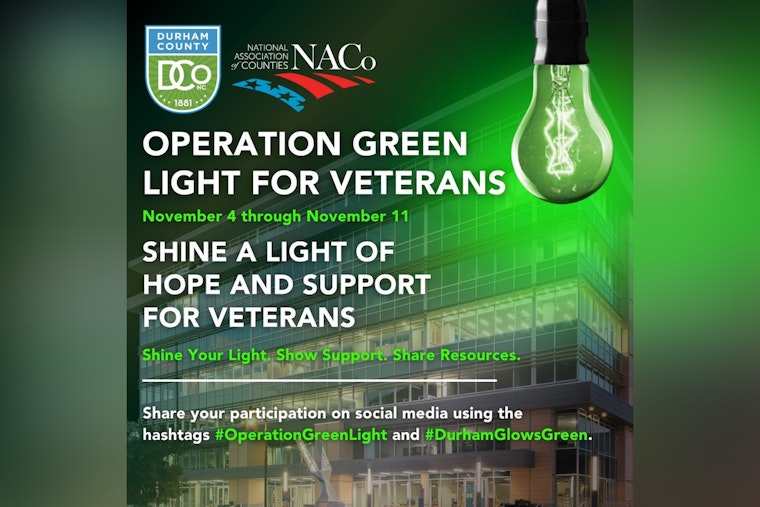 Durham County Joins Nationwide 'Operation Green Light' Tribute to Honor Veterans