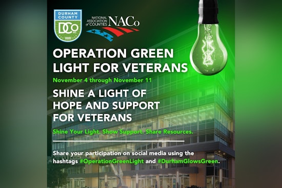 Durham County Joins Nationwide 'Operation Green Light' Tribute to Honor Veterans