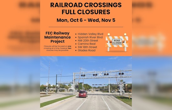 East Boca Raton Readies for Weeks of Detours Amid FEC Railroad Maintenance