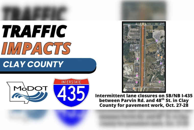 Expect Delays MoDOT Schedules Lane Closures on I-435 in Clay County for Pavement Work
