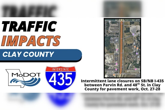 Expect Delays MoDOT Schedules Lane Closures on I-435 in Clay County for Pavement Work