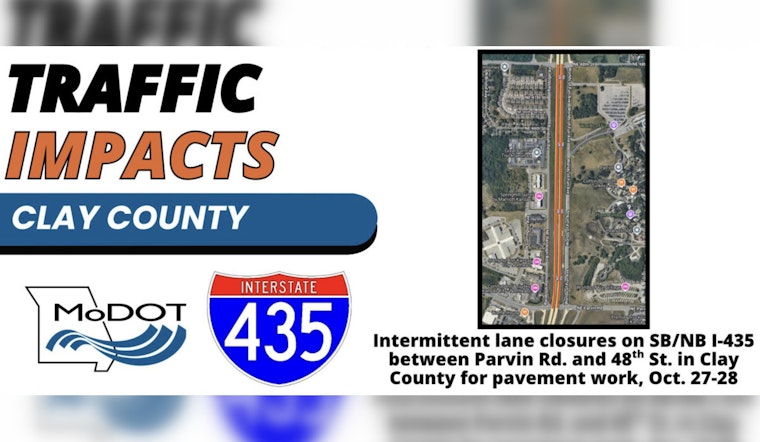 Expect Delays MoDOT Schedules Lane Closures on I-435 in Clay County for Pavement Work